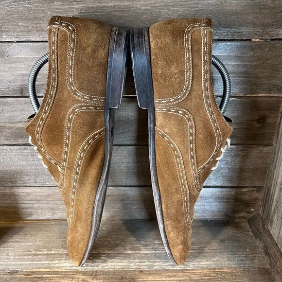 Mens Donald J Pliner Brown Suede Leather Wingtip Oxford Dress Shoes Size 10 M - Picture 4 of 6